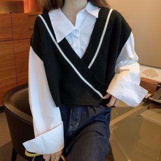Cropped Shirt / Knit Vest