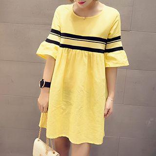 Stripe Bell-sleeve Dress