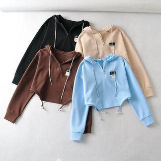 Long Sleeve Zip-detail Crop Sweatshirt