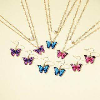 Set: Butterfly Drop Earring + Necklace