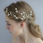 Rhinestone Branches Hair Clip 1 Pair - White & Light Gold - One Size