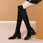 Buckled Chunky Heel Over-the-knee Boots