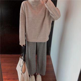 Zip Placket Pullover / Wide-leg Pants