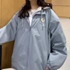 Couple Matching Mock Two-piece Hooded Zip-up Jacket