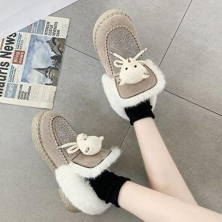 Bear Detail Rhinestone Ankle Boots