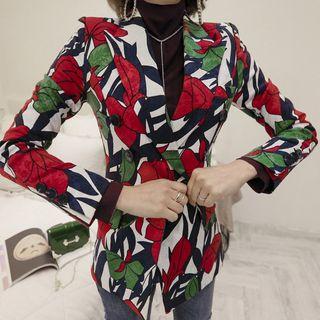 Double-breasted Floral Print Blazer