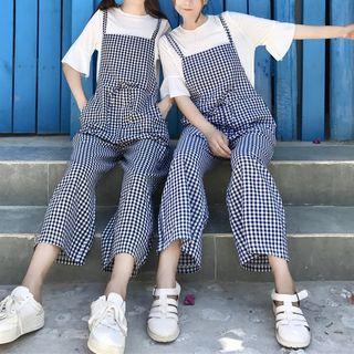 Plaid Crop Jumper Pants