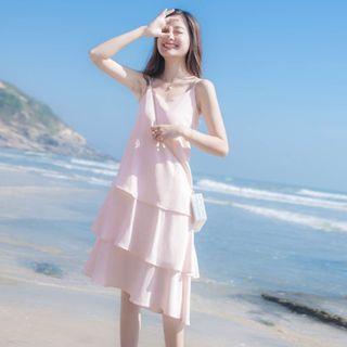 Spaghetti Strap Midi Tiered Dress