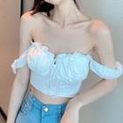 Off-shoulder Frill Trim Cropped Camisole Top