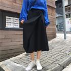 Drawstring Midi A-line Skirt Black - One Size