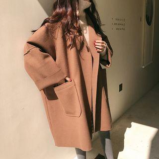 Open-front Coat / Dog Print Pullover Pullover - Dog Head - Almond - M