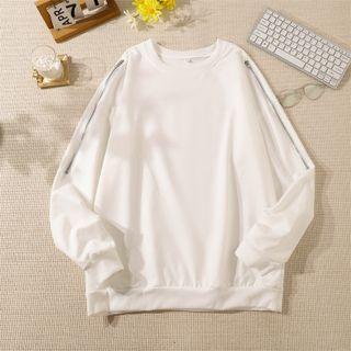 Plain Zip Cutout Sweatshirt
