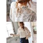Tie-detail Frilled Floral Chiffon Top