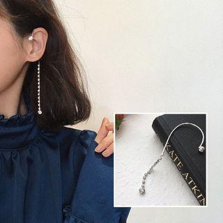 Rhinestone Fringed Earring 1 Pc - Zircon - One Size