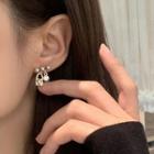 Faux Pearl Rhinestone Dangle Earring 1 Pair - Earrings - Silver Pin - Rhinestone - Lock - Silver - One Size