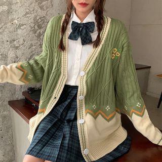 Embroidered Cable Knitted Sweater