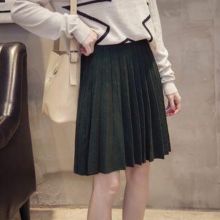 Pleated Mini Knit Skirt