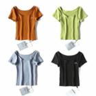 Moon Embroidered Scoop-neck Short-sleeve T-shirt