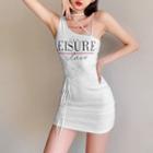 Asymmetrical Lettering Strappy Tank Dress