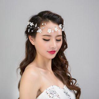 Lace Faux Pearl Flower Headpiece White - One Size
