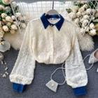 Balloon-sleeve Paneled Fringed Shirt