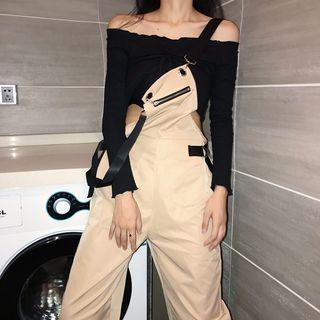 Long-sleeve Off-shoulder Crop Top / Jumper Pants