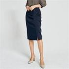 Button-front Shirred Skirt
