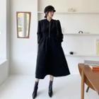 Zip-trim Flared Long Quilted Dress