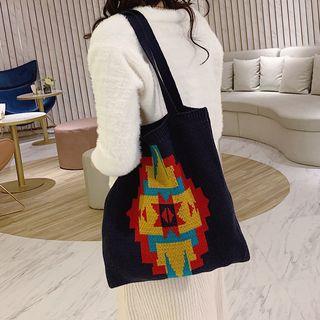 Patterned Knit Shopper Bag