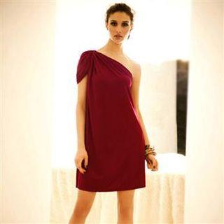 One-shoulder Shift Dress As Shown In Figure - One Size