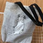 Cat Print Stripe Canvas Shopper Bag
