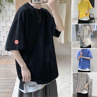 Inset Distressed Oversize Tee