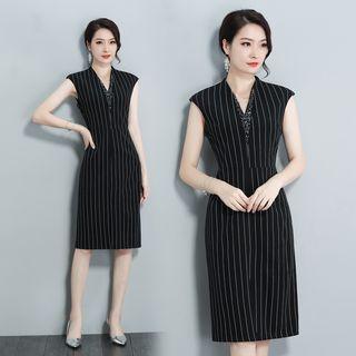 Sleeveless Striped Straight-fit Dress