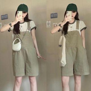 Contrast Trim T-shirt / Loose Fit Jumper Shorts