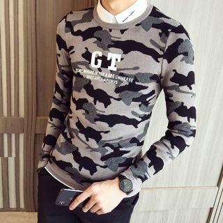 Lettering Camo Sweater