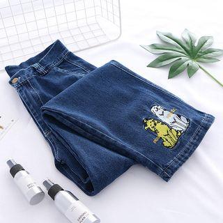 Dog Embroidery Cargo Jeans
