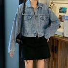 Button Denim Jacket As Shown In Figure - One Size