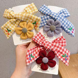 Cherry Embroidered Bow Hair Clip