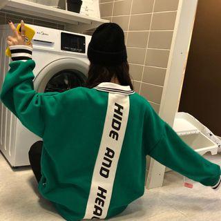 Lettering Polo Sweatshirt Green - One Size