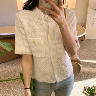 Pocket-detail Tweed Cardigan