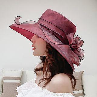 Ruffle Mesh Bow Sun Hat
