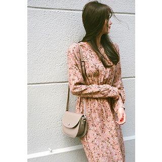 Drawstring-waist Floral Long Dress