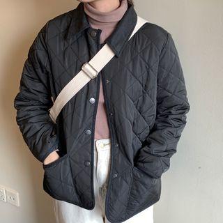 Quilted Buttoned Jacket Black - One Size