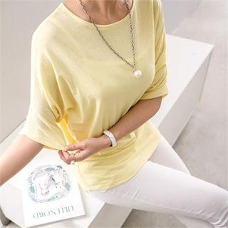 Dolman-sleeve Sheer T-shirt