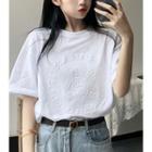 Elbow-sleeve Bear T-shirt White - One Size