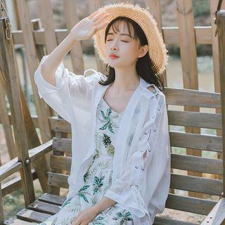 Lace Up Detail Chiffon Light Jacket