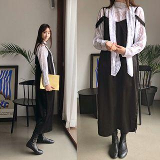 Slit-side Suspender Midi Dress