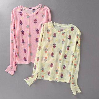 Long-sleeve Pineapple Sheer Top