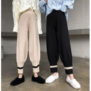 Drawstring Knit Straight-leg Pants
