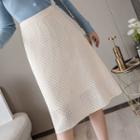 Perforated Knit A-line Midi Skirt